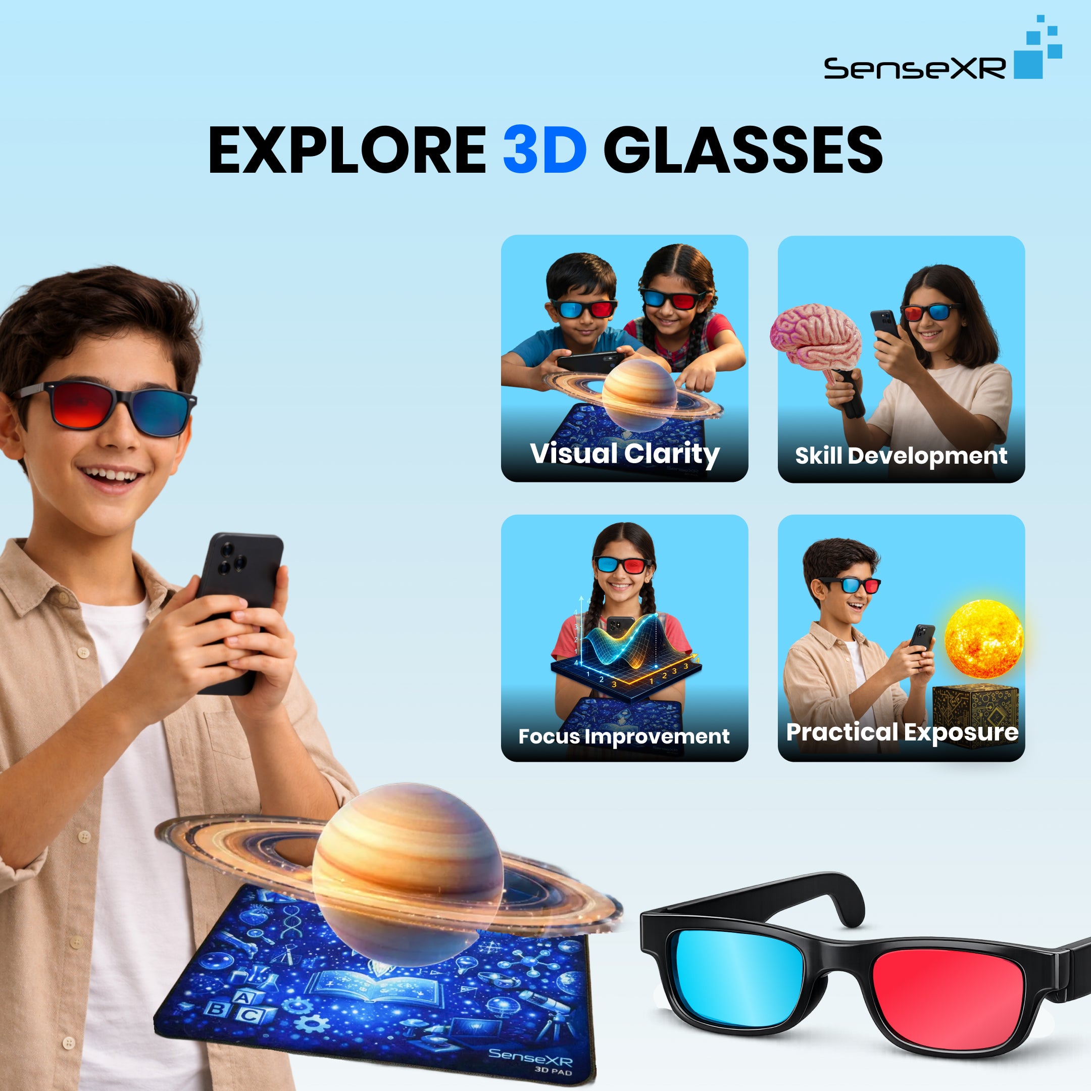Mega Bundle Learning Kit: SenseXR Controller + 3D Pad + Holo Cube + 3D Glasses