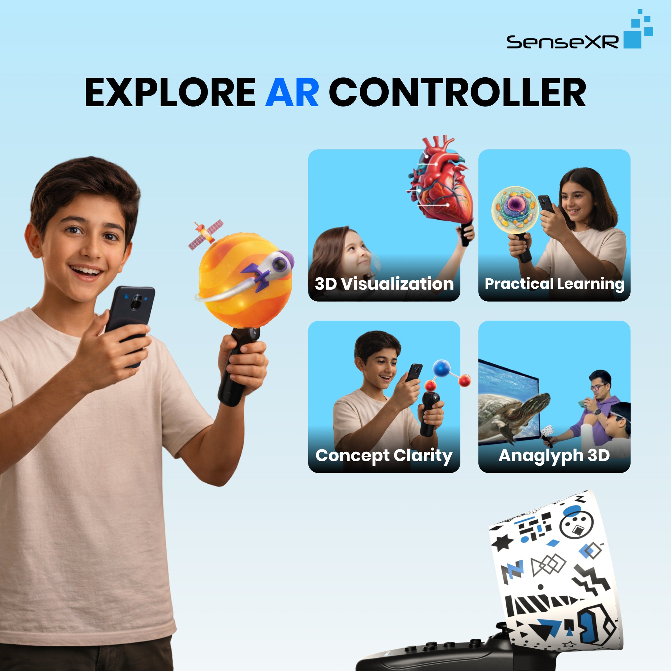 Mega Bundle Learning Kit: SenseXR Controller + 3D Pad + Holo Cube + 3D Glasses