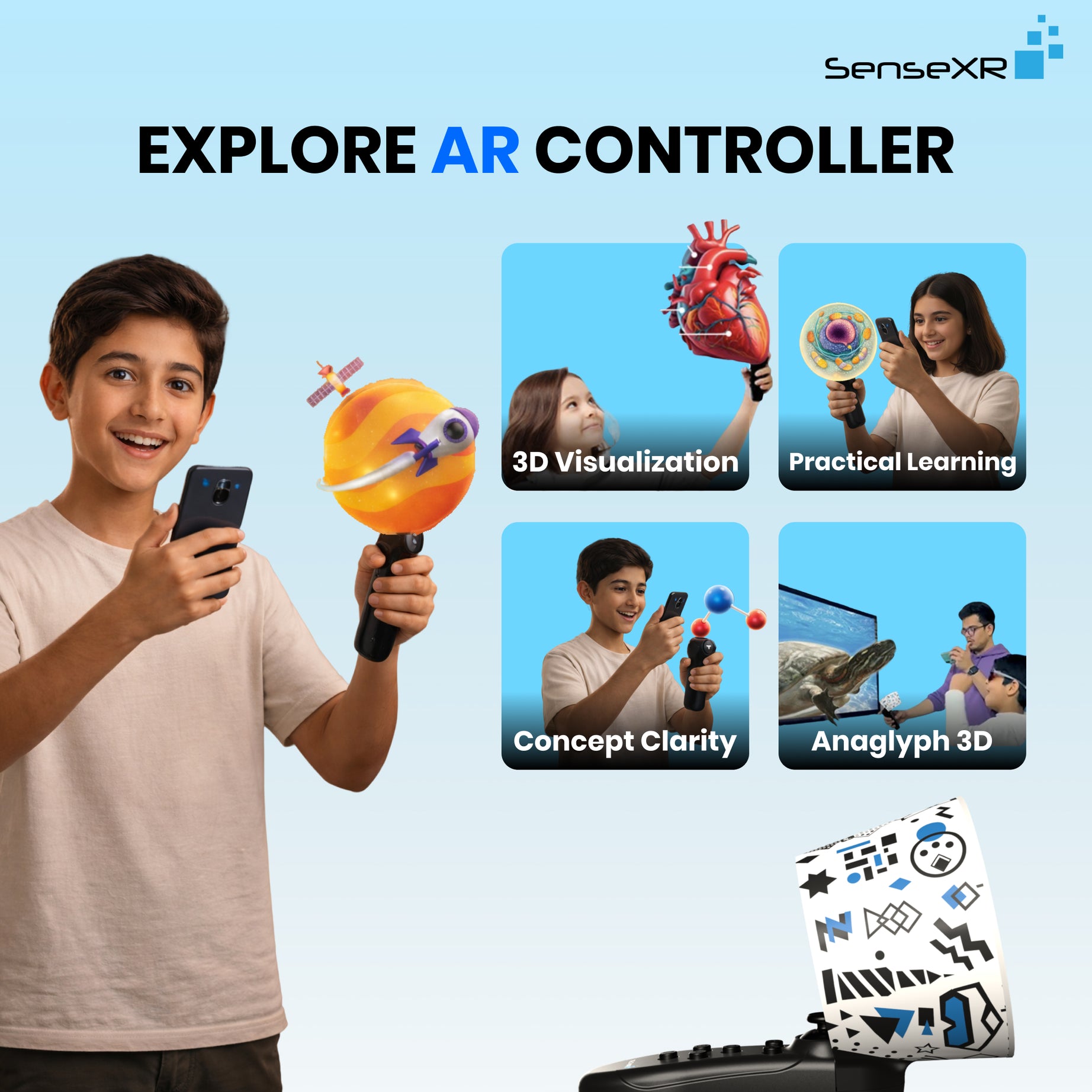 Mega Bundle Learning Kit: SenseXR Controller + 3D Pad + Holo Cube + 3D Glasses