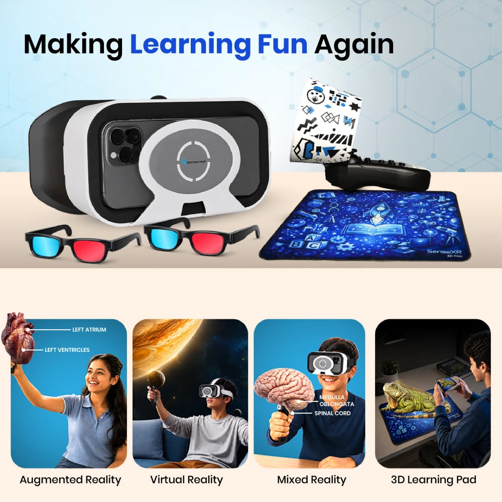 Mega Bundle Learning Kit: SenseXR Controller + VR Headset + 3D Pad + 3D Glasses - Premium Plan & 500+ Experience